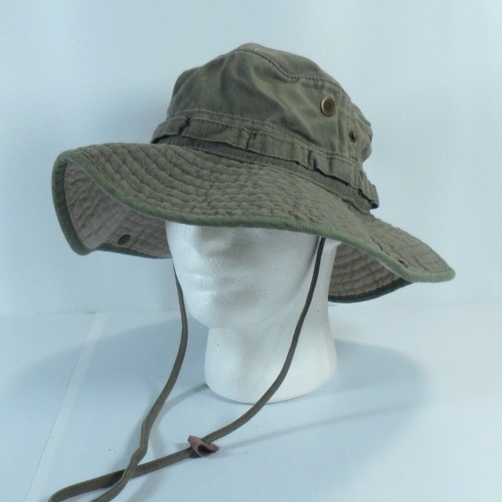 Green Military Style Boonie Snap Brim Fishing Hiking Sun Bucket Cap Hat L/M